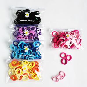 50 fermuarlı çanta ambalaj hiçbir Metal bebek yürümeye başlayan küçük halka elastik havlu saç bandı küçük naylon pamuk dikişsiz saç bağları çocuklar - Product Image 1