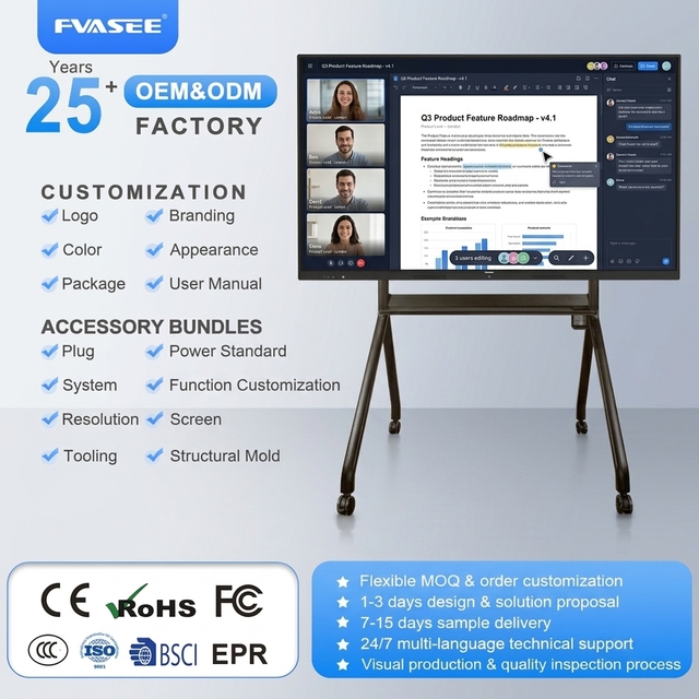 55/65/75/85/86/98/110 Inch 20/40 Point IR Touch 4K LCD Interactive Flat Panel with 120Hz Warranty for Meeting Rooms