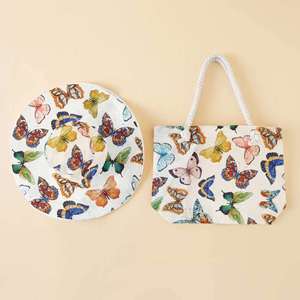 Conjunto de Bolso de Lona y Sombrero de Playa de Dos Piezas, Estilo Europeo y Americano, Diseño Deportivo y de Viaje, Transpirable, Cómodo, Ajustable, Unisex - Product Image 4