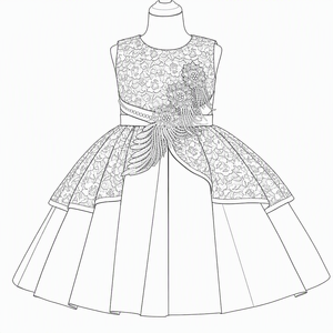 Abito da Cerimonia per Bambina, Vestito da Damigella con Fiori, Lunghezza al Ginocchio, Stampa con Paillettes e Pizzo, Stile Principessa - Product Image 6