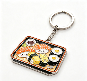 Porte-clés en métal personnalisé sur le thème du sushi, cuisine japonaise, porte-clés en émail, pendentif boîte à bento, souvenir cadeau - Product Image 2
