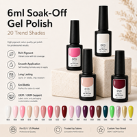 Set de Esmalte de Uñas Magnético de 6ml, Venta al por Mayor para Salones, Libre de HEMA y TPO, 20 Colores de Tendencia, Marca Privada OEM ODM, Personalizado, UV LED, Removible
