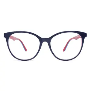 Oem Odm Custom Ronde Brillen Montuur Acetaat Blauw Licht Blok Bril Mode Bril Bril Voor Dames