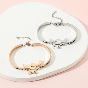 Pulsera de acero inoxidable con dibujos animados para mujer, brazalete con dibujos animados, a la moda, you re my Ohana - Product Image 6
