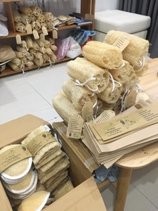 Vaisselle de lavage luffa plat carré luffa nouveau design plat de lavage luffa avec bords en coton - Product Image 6