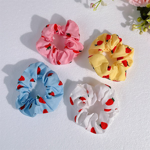 Élastiques à cheveux tendance en forme de côlon, en maille douce, avec motifs fruités, en caoutchouc très extensible, et accessoires floraux pour adolescentes. - Product Image 2