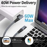 Cable de carga rápida trenzado de nailon 3A PD 60W, Cable USB C a USB tipo C, codo de 90 grados, 1M, 2M, 3M, para Samsung, portátil, teléfonos Android