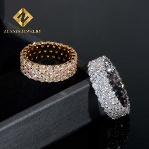 Anillos de Hombre con Moissanita de 3 Hileras, Diseño Nuevo, Chapados en Oro, Plata 925, Moissanita que Pasa el Test de Diamantes, Joyería Fina - Product Image 5