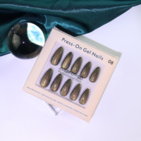 AIERFEI prêt à expédier 2024 plus récent oeil de chat doré presse sur les ongles forme d'amande ongles conseils OEM marque privée ongles en acrylique