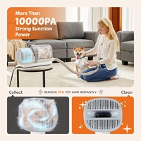 Kit de toilettage pour chat 5-en-1 de luxe, aspirateur, tondeuse professionnelle pour l'élimination des poils d'animaux, 6 peignes de guidage, brosses, charge sécurisée
