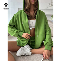 F5411 Ensemble deux pièces personnalisé de vêtements pour femmes vêtements de créateurs ensemble sweat à capuche polaire demi-fermeture éclair et short ensemble Streetwear survêtement pour femmes