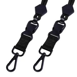 Gancho de metal ajustável hexagonal pesado preto com corda redonda fivela de segurança removível para celular corda suspensa