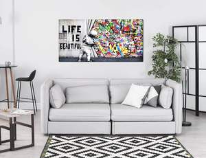 قماش جرافيتي ديكور جداري فني-ديكور حائط ملون-للأولاد المراهقين الجاهزين للتعليق مقاس 40 × 20 بوصة - Product Image 5