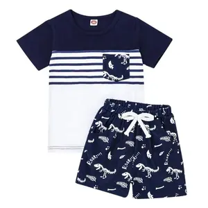 Enfant en bas âge bébé garçon vêtements garçons tenues d'été à manches courtes dinosaure t-shirt et short ensemble 2 pièces