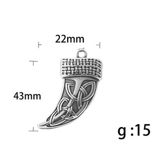 Yunnique – collier avec pendentif en forme de dents de tigre, en acier inoxydable, rétro, forme d'animal, design géométrique, pour hommes, 190203 - Product Image 5