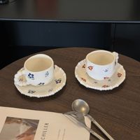 Tasse à café en porcelaine motif fleur de dessin animé mignon - Style coréen, compatible micro-ondes, jetable, non compatible lave-vaisselle, pour fêtes, pour filles