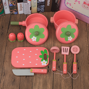 Ensemble de vaisselle de <span class=keywords><strong>cuisine</strong></span> en bois poli écologique pour enfants et familles, jouets interactifs pour jeux de rôle de <span class=keywords><strong>restaurant</strong></span> - Product Image 5