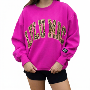 Hot Sale Ladies Soft Fleece Interior Casual Crewneck Sweatshirts Chenille <b>Animal</b> <b>Pattern</b> Letter Customize Low MOQ Label Clothing - Product Image 1