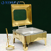 XINGPAI Hotel Restaurant 6L Edelstahl Buffet Chaffer Luxus Gold Food Warmer Catering Roll Top Chafing Dish Buffet Set