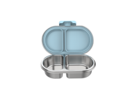 Boîte à goûter brevetée mignonne et étanche à 2 compartiments avec couvercle en acier inoxydable, sans BPA, approuvée Lfgb, fda
