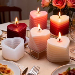 Heart Shape Silicone <b>Mold</b> For <b>Candle</b> Making Valentine'S Day DIY Craft Transparent White 3D Rotating Design - Product Image 1