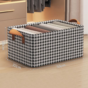 Caja de Almacenamiento de Tela No Tejida con Diseño de Pata de Gallo, Plegable, Apilable, para Guardar Ropa en el <span class=keywords><strong>Armario</strong></span>, Cesta de Almacenamiento de Ropa para el Hogar - Product Image 6