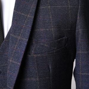 Trajes de novio a <span class=keywords><strong>cuadros</strong></span> para hombre, traje de boda de Tweed de un solo pecho a rayas, chaqueta de negocios a <span class=keywords><strong>cuadros</strong></span>, pantalones de esmoquin, traje Formal - Product Image 6