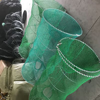 Piège à crabes pliable en maille verte de grande taille 70x140cm avec ressort hélicoïdal, pour la pêche au morue noir en Alaska, avec des pots à appâts