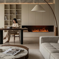 Meuble TV élégant pour salon, avec cheminée intégrée à flamme LED réaliste et humidificateur, et rangement