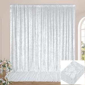 深蓝色压碎天鹅绒窗帘婚礼装饰背景彩色5*10英尺 - Product Image 5