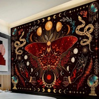 Tapisserie murale en polyester motif Loup Porteur de Roues Rouges, légère et facile à accrocher, décoration murale, vente en gros