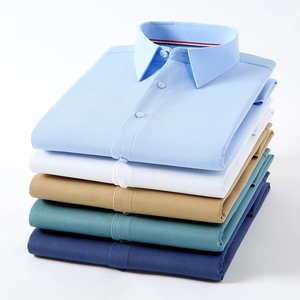 2024 không-sắt sợi tre dài tay áo Nút xuống áo sơ mi nam - Product Image 2