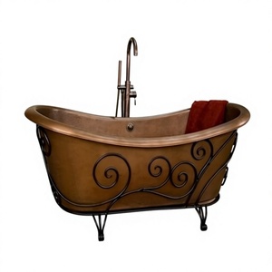 Bañera independiente de cobre de último diseño con soporte de hierro, bañera de la mejor calidad del fabricante en el área de artesanías para el hogar. - Product Image 1