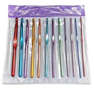 SUXI hot sale PVC bag Colorful Soft Handle Aluminum Crochet Hooks Knitting Needles Set For Craft Yarn Needlework