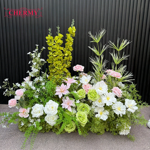 Décoration de mariage en plein air, arrangement floral blanc et vert, allées fleuries élégantes, hortensias, <span class=keywords><strong>fleurs</strong></span> artificielles personnalisées pour le sol - Product Image 6