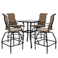 Ensemble de tabourets de bar pivotants de mobilier d'extérieur de patio de 5 pièces chaise de salle à manger de bistro avec table