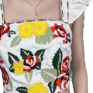 OEM Crop top sexy à fleurs brodées, nouvelle mode pour femmes - Product Image 4