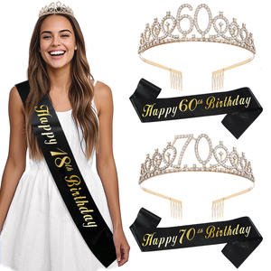 وشاح ذهبي لامع مع تاج عيد ميلاد فتاة عيد ميلاد ، لزينة الاحتفال بالحفلات - Product Image 4