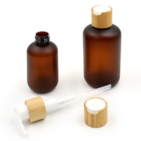 Botol sampo plastik, botol sampo plastik bahu bulat PET 300ml 500ml paket bambu kualitas tinggi untuk Kondisioner Rambut