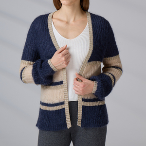 Cardigan en laine mohair personnalisé avec logo OEM ODM, à manches longues, coupe ample, pour femmes - Product Image 6
