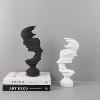 Moderne Minimaliste Abstrait Noir Blanc Visage Bidirectionnel Figurine Résine Décoration de La Maison pour Salon Meuble TV pour Anniversaire