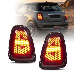 Feux arrière LED HCMOTIONZ pour Mini R56 R57 R58 R59 2007-2014, séquentiels, animation de démarrage, DRL, frein, double marche arrière et antibrouillard rouge/fumé - Product Image 1