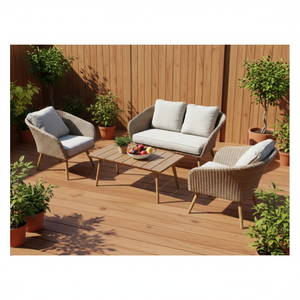 Ensemble de canapés en rotin de style européen moderne pour hôtel et parc, durable et écologique - Product Image 1