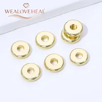 Perles d'espacement rondes en laiton plaqué or 14 carats pour la fabrication de bijoux, accessoires de bracelet DIY