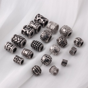 Perles d'espacement coulissantes vintage en acier inoxydable à grand trou (4-7 mm) à motifs multiples, inaltérables, pour bracelets, colliers et accessoires - Product Image 4