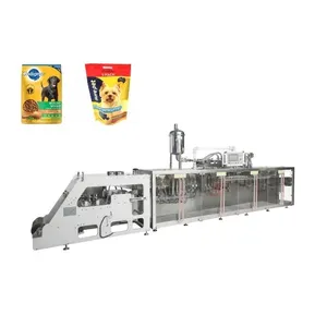 Horizontal duplex standard pet food zip bag packing machine dog cat granule food automatic weighing filling packaging machine