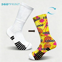 Chaussettes de sport personnalisées avec logo imprimé numériquement à 360° pour le basketball et la course à pied - Matière tricotée en Spandex/Nylon/Coton