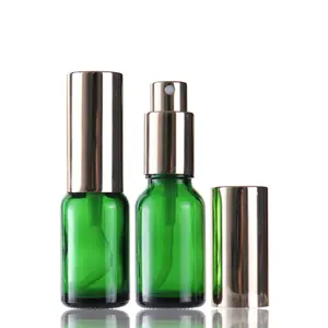 De gros bouteille sérum organisateur-Cylindre d'emballage cosmétique vert foncé 15ml, flacon en verre, pour brume d'huile essentielle, pour parfum