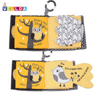 Livre en tissu doux pour bébé Smart Owl, noir et blanc, avec son, jouet lavable, jouet sensoriel pour bébé