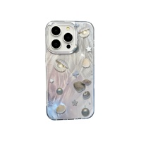 Coque en TPU souple antichoc esthétique avec paillettes argentées, motif étoile papillon et coquille de perle pour iPhone 17 16 15 14 13 Pro Max